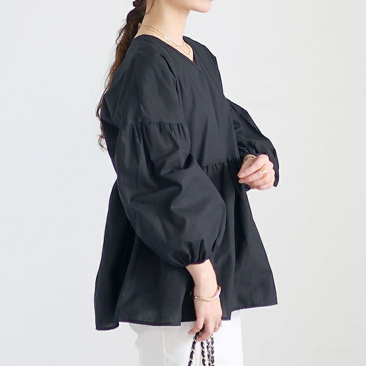 大きいサイズ レディース パフスリーブペプラムトップス　goldy-1455 【メール便可】