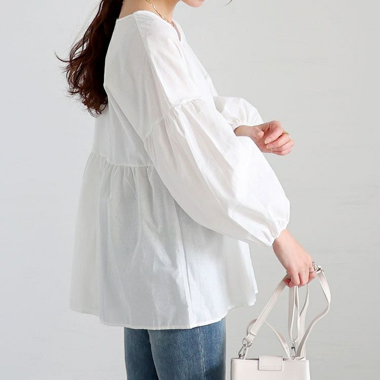 大きいサイズ レディース パフスリーブペプラムトップス　goldy-1455 【メール便可】