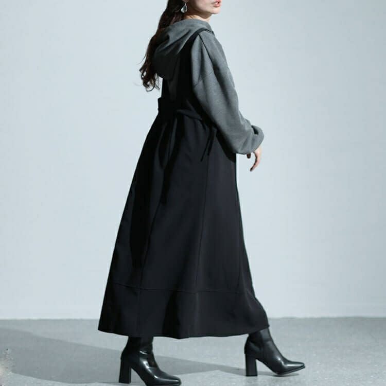 大きいサイズ レディース サイドベルトVネックジャンパースカート　sw-0635