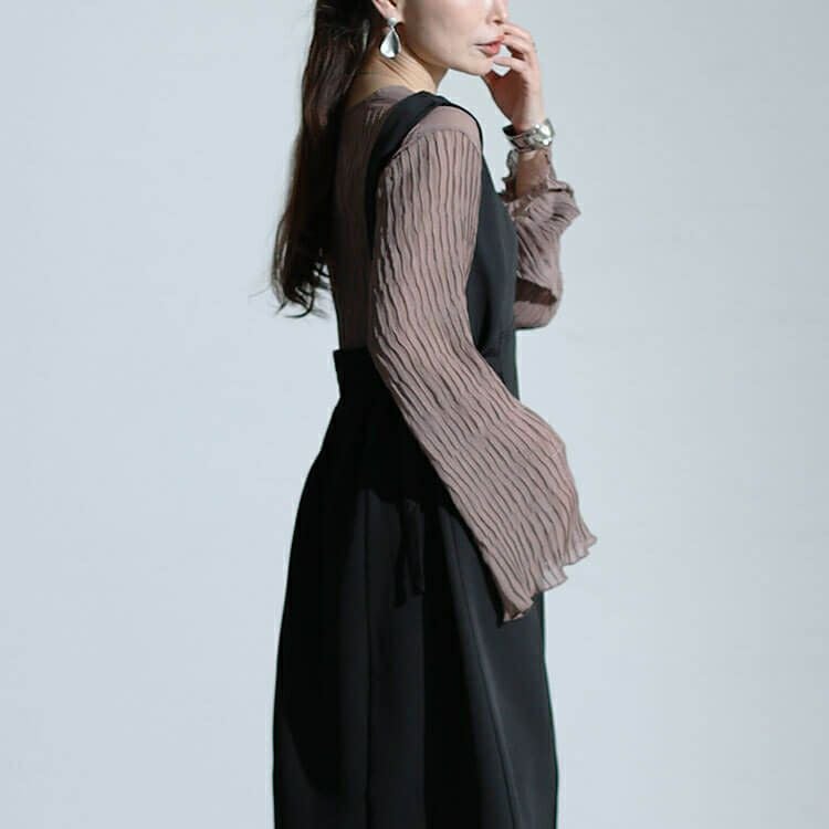 大きいサイズ レディース サイドベルトVネックジャンパースカート　sw-0635