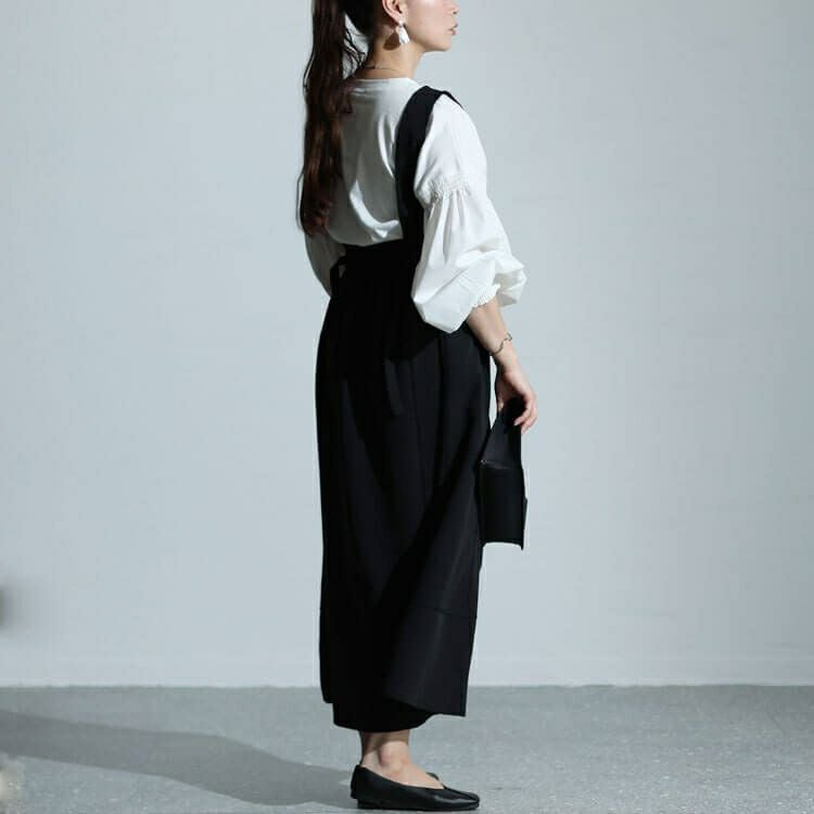 大きいサイズ レディース サイドベルトVネックジャンパースカート　sw-0635