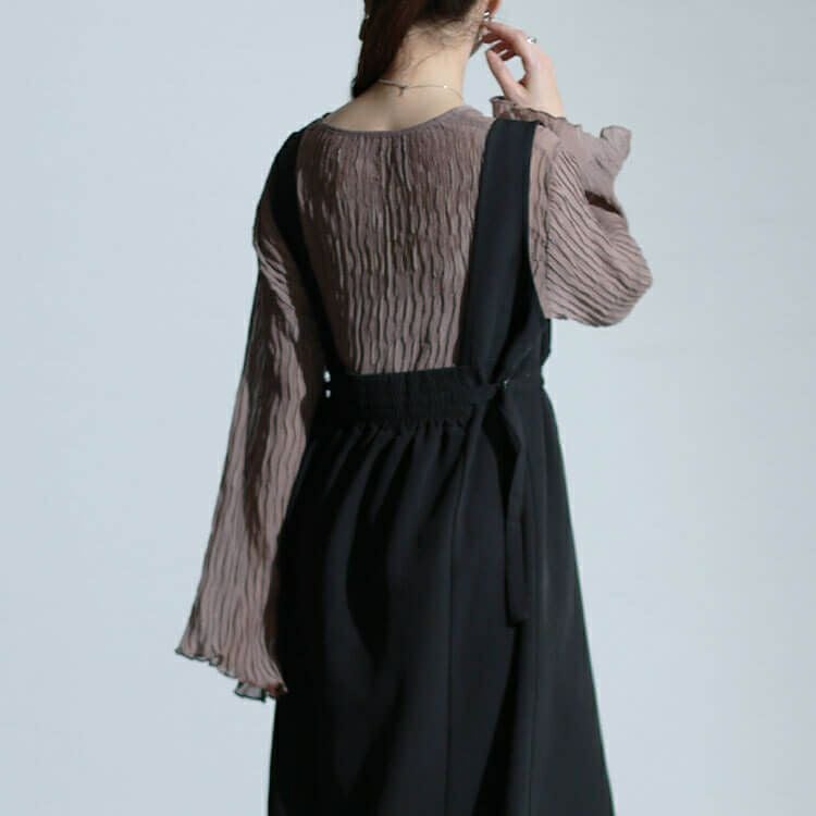 大きいサイズ レディース サイドベルトVネックジャンパースカート　sw-0635