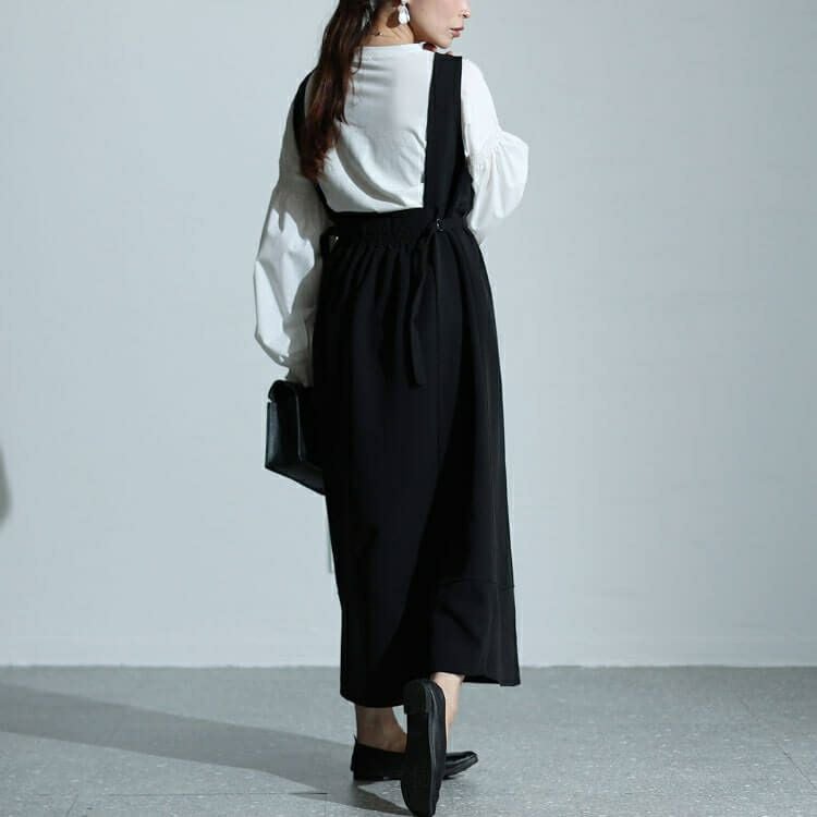 大きいサイズ レディース サイドベルトVネックジャンパースカート　sw-0635