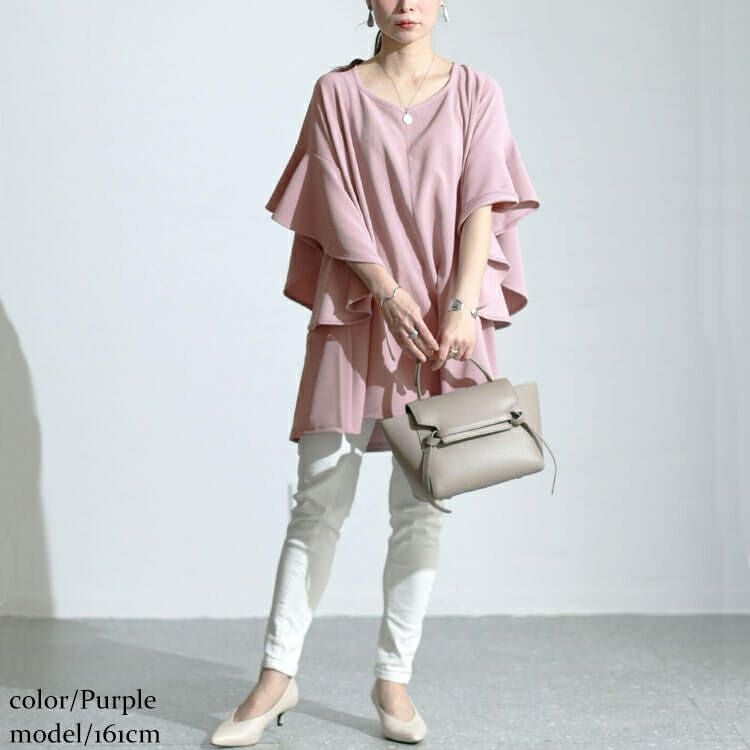 大きいサイズ レディース ハートネックバタフライスリーブプルオーバー　sw-0634