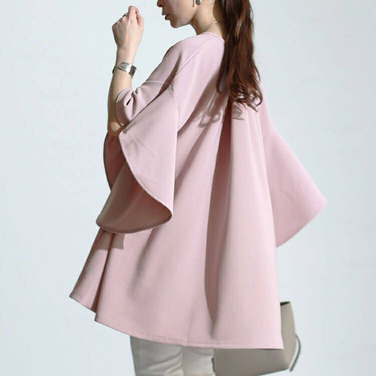 大きいサイズ レディース ハートネックバタフライスリーブプルオーバー　sw-0634