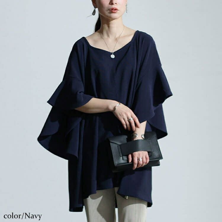 大きいサイズ レディース ハートネックバタフライスリーブプルオーバー　sw-0634