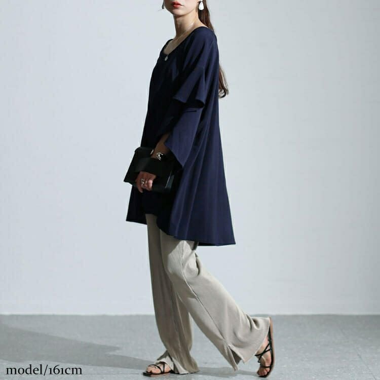 大きいサイズ レディース ハートネックバタフライスリーブプルオーバー　sw-0634