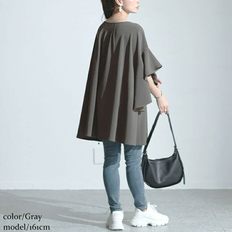 大きいサイズ レディース ハートネックバタフライスリーブプルオーバー　sw-0634