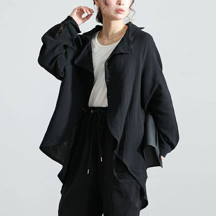 大きいサイズ レディース 楊柳コットンガーゼ変形シャツ　sw-0632