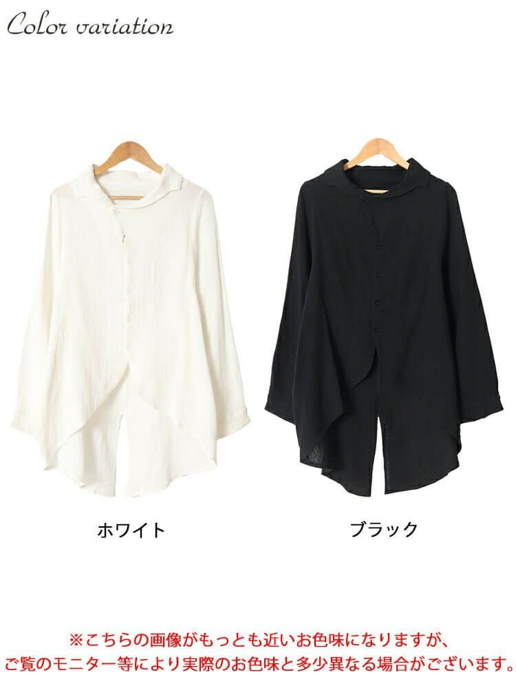 大きいサイズ レディース 楊柳コットンガーゼ変形シャツ　sw-0632