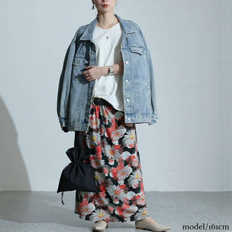 大きいサイズ レディース レトロ花柄カットスカート　sw-0625