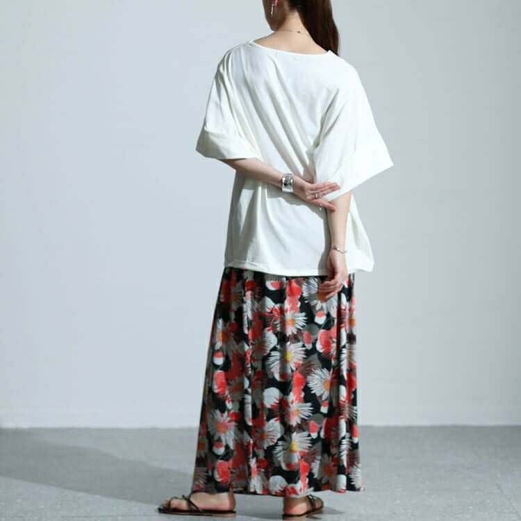 大きいサイズ レディース レトロ花柄カットスカート　sw-0625