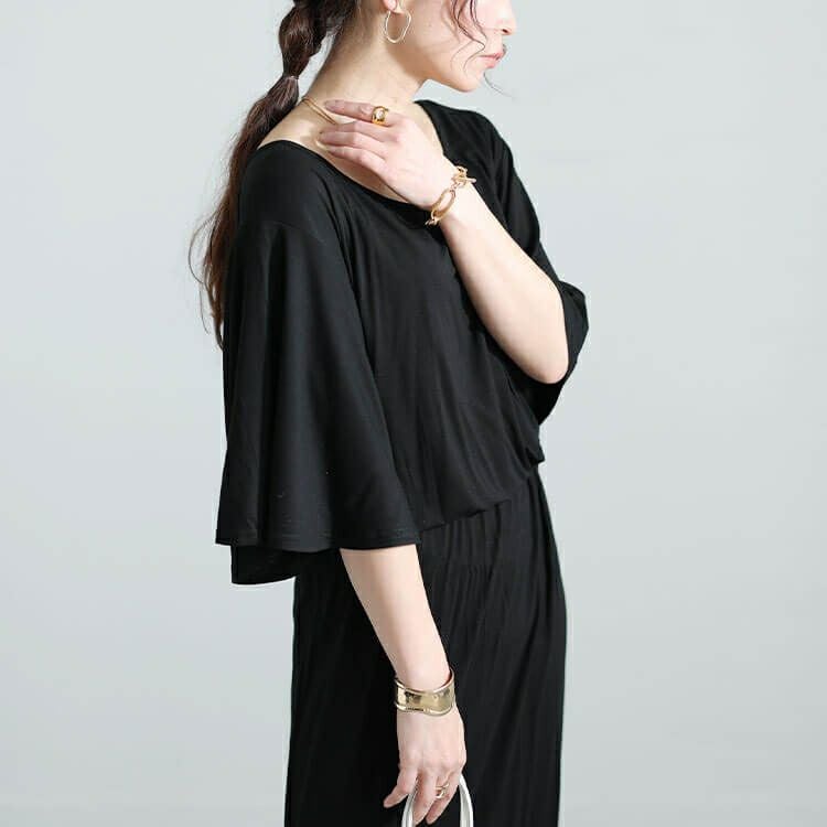 大きいサイズ レディース 接触冷感ケープスリーブハートネックワンピース　sw-0620