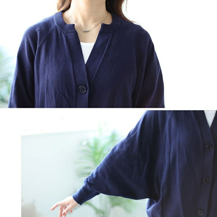 大きいサイズ レディース キーネックドルマンカーディガン　wn-0206