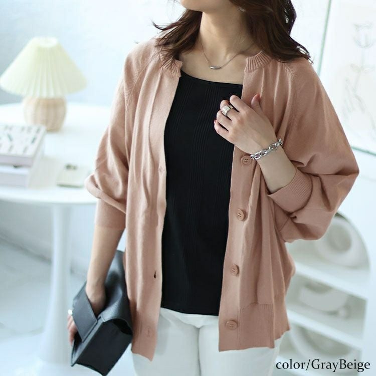 大きいサイズ レディース キーネックドルマンカーディガン　wn-0206
