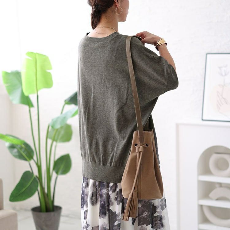 大きいサイズ レディース カットアウトスリーブラウンドネックニット　wn-0183 【メール便可】