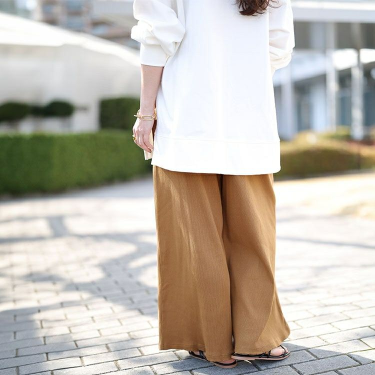 大きいサイズ レディース リブカットワイドパンツ　wk-0459