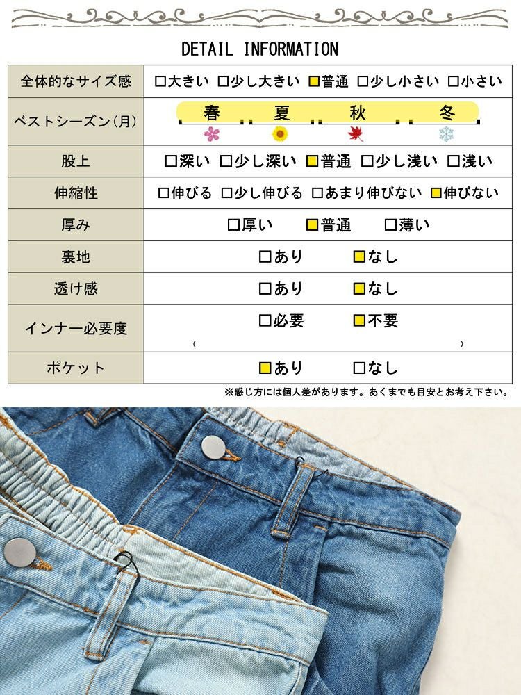 大きいサイズ レディース ヴィンテージ加工セミワイドデニムパンツ　wd-0388