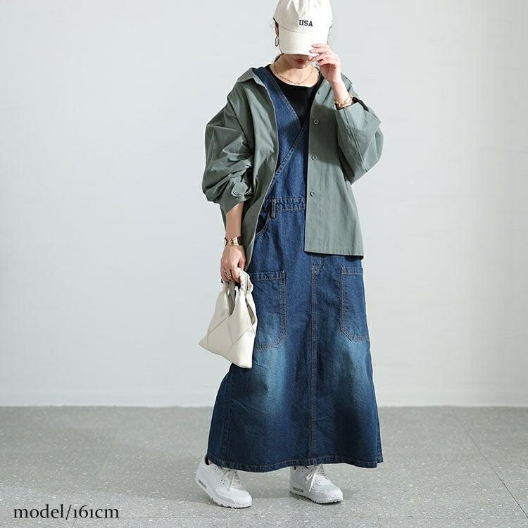 大きいサイズ レディース カシュクールデニムジャンパースカート　wd-0375