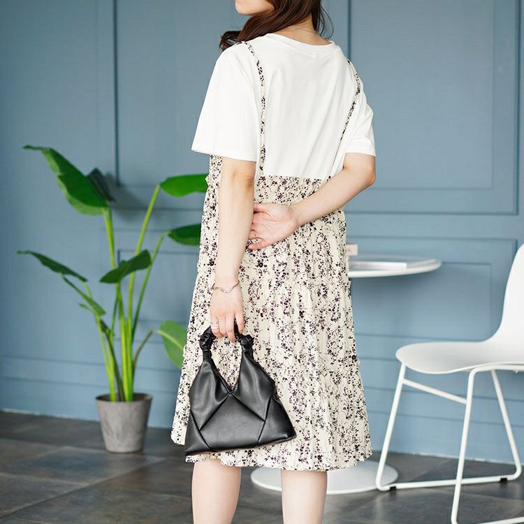 大きいサイズ レディース 小花柄ドッキングキャミワンピース　goldy-1471