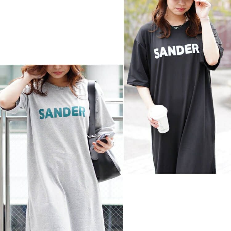 大きいサイズ レディース サイドスリット入りロゴカットソーワンピース　goldy-1469 【メール便可】