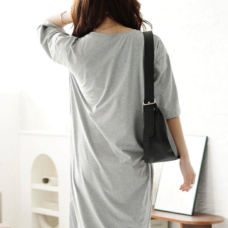 大きいサイズ レディース サイドスリット入りロゴカットソーワンピース　goldy-1469 【メール便可】