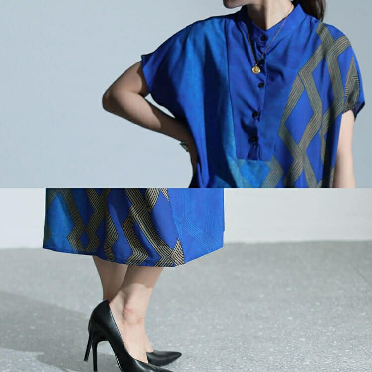 大きいサイズ レディース アートプリントシャツワンピース　goldy-1467 【メール便可】