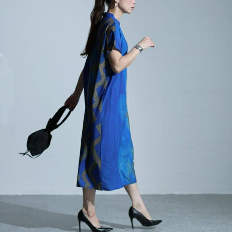 大きいサイズ レディース アートプリントシャツワンピース　goldy-1467 【メール便可】