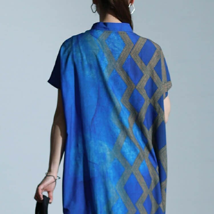 大きいサイズ レディース アートプリントシャツワンピース　goldy-1467 【メール便可】