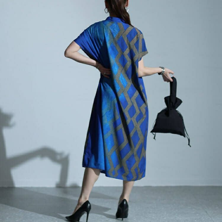 大きいサイズ レディース アートプリントシャツワンピース　goldy-1467 【メール便可】