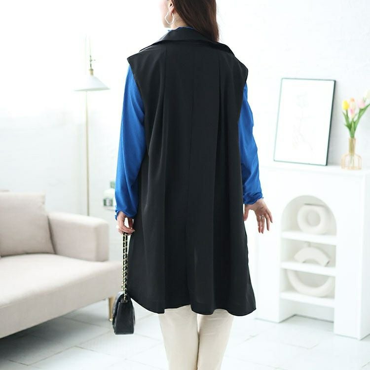 大きいサイズ レディース テーラードロングベスト　fem-471