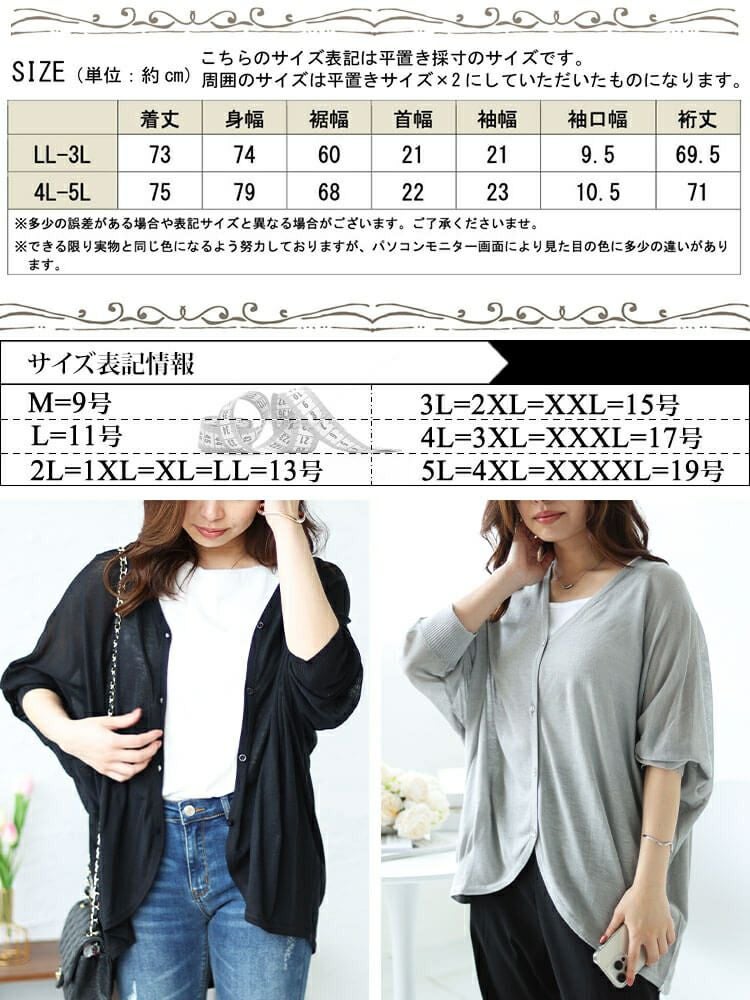 大きいサイズ レディース シアードルマンカーディガン　wn-0181 【メール便可】