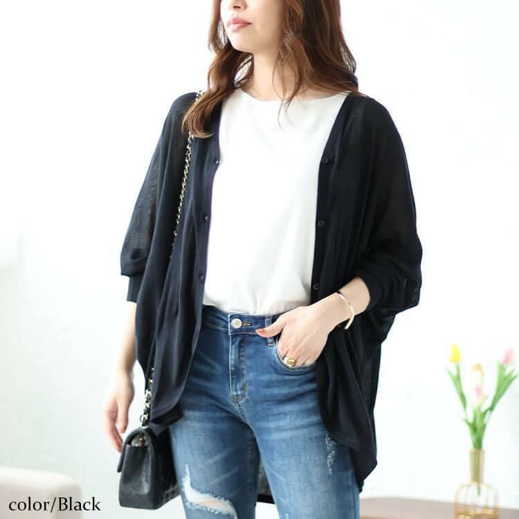大きいサイズ レディース シアードルマンカーディガン　wn-0181 【メール便可】 ブラック