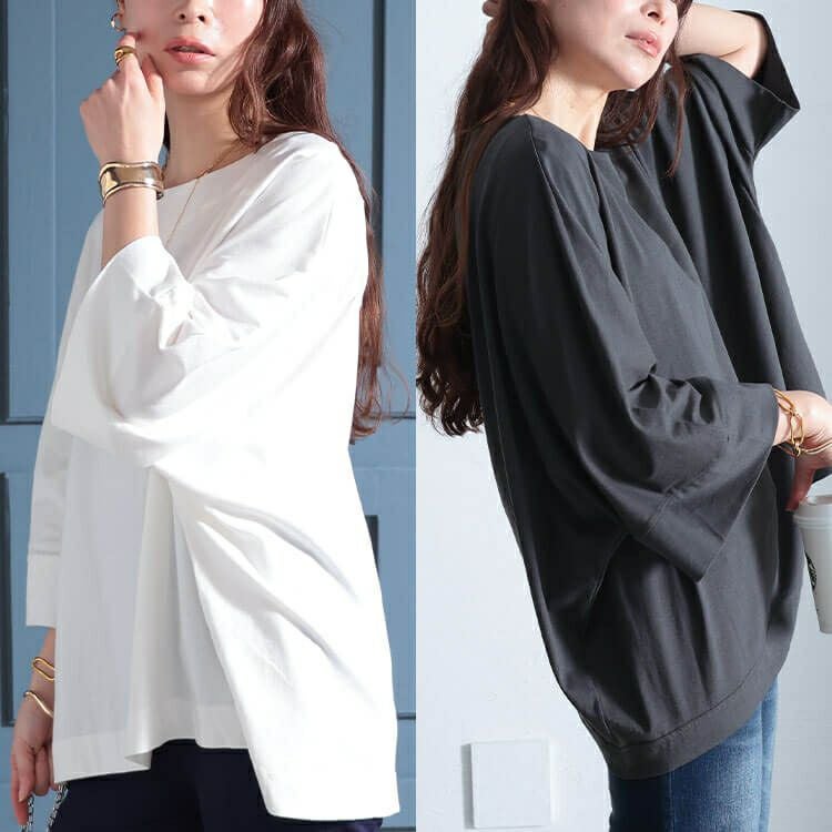 大きいサイズ レディース ボートネック7分袖ドルマンTシャツ　wk-0470 【メール便可】