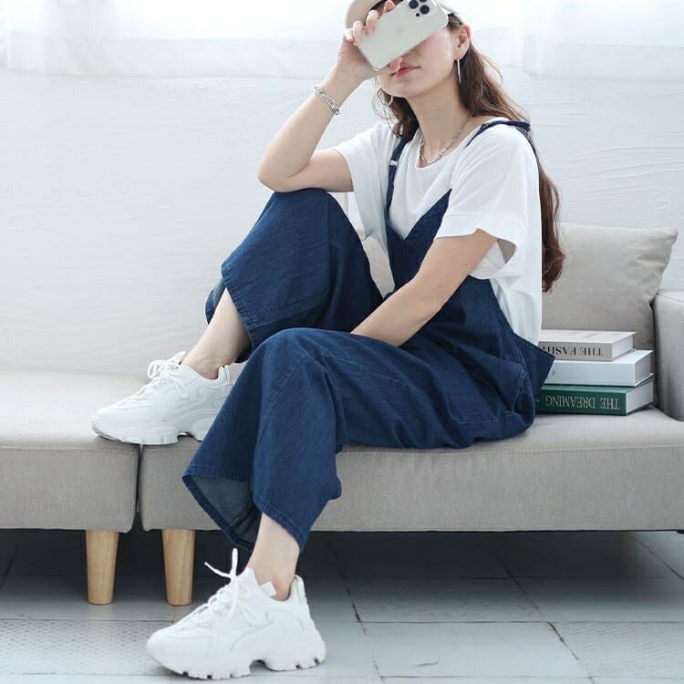 大きいサイズ レディース デニムキャミオールインワン　wd-0372