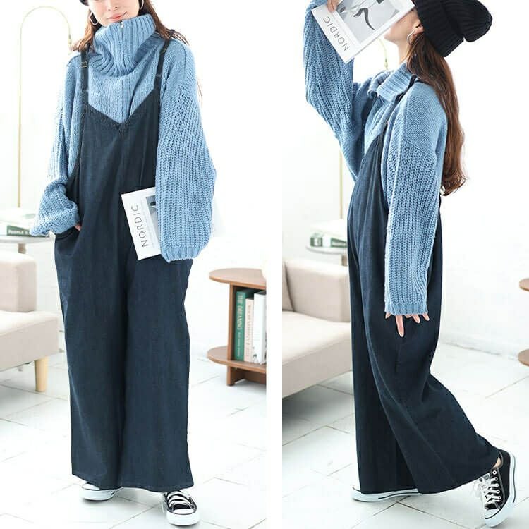 大きいサイズ レディース デニムキャミオールインワン　wd-0372