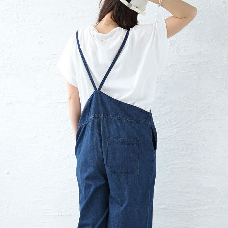 大きいサイズ レディース デニムキャミオールインワン　wd-0372