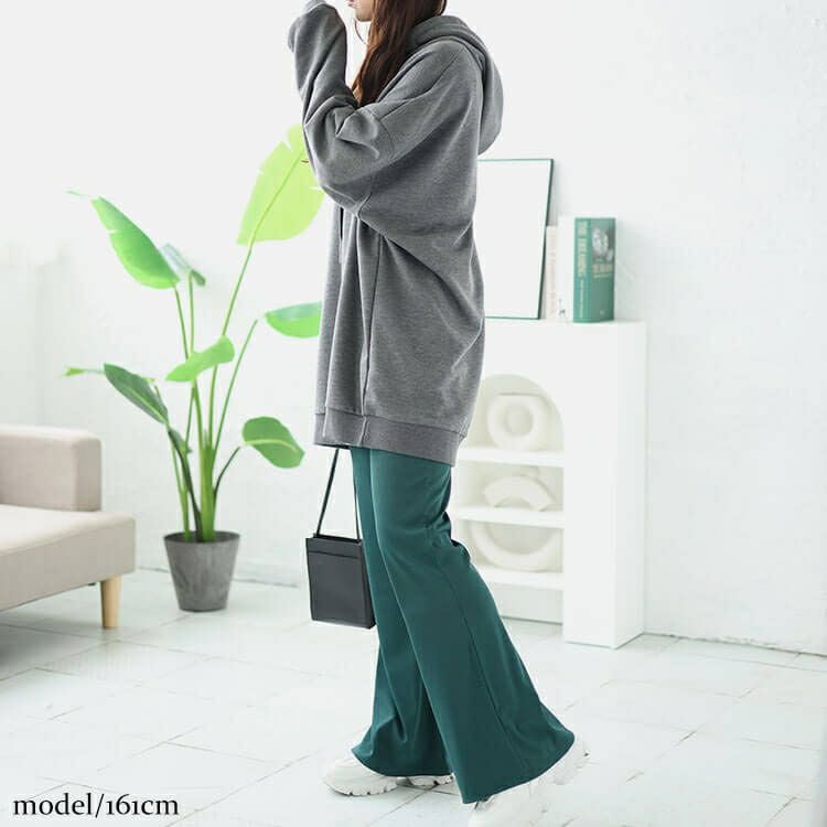 大きいサイズ レディース ストレッチテレコフレアパンツ　maru-6732