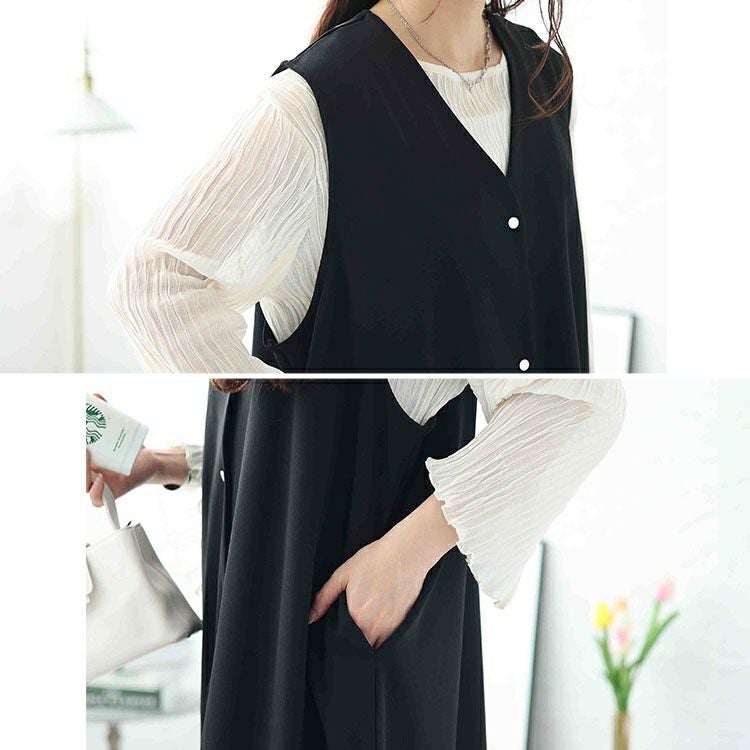 大きいサイズ レディース シルバーボタンVネックジャンパースカート　mncut-142058