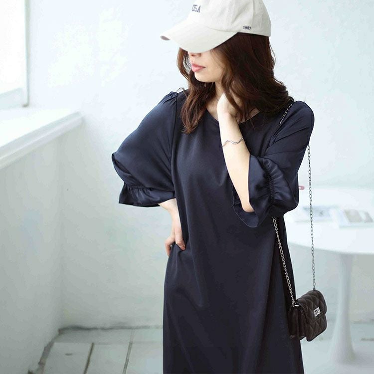 大きいサイズ レディース 2wayキャンディスリーブ裾フレアワンピース　cpdai-658503