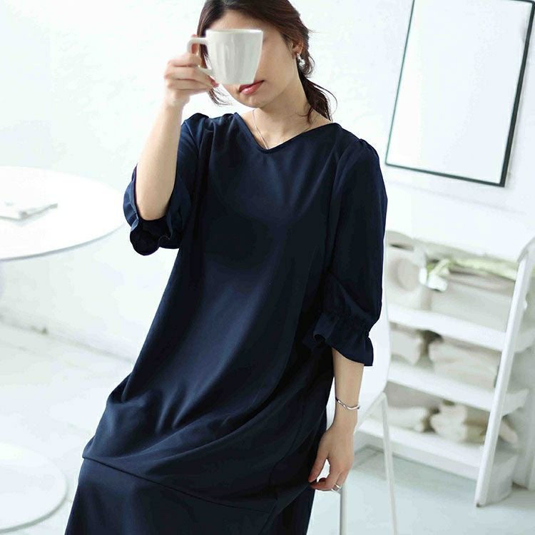 大きいサイズ レディース 2wayキャンディスリーブ裾フレアワンピース　cpdai-658503