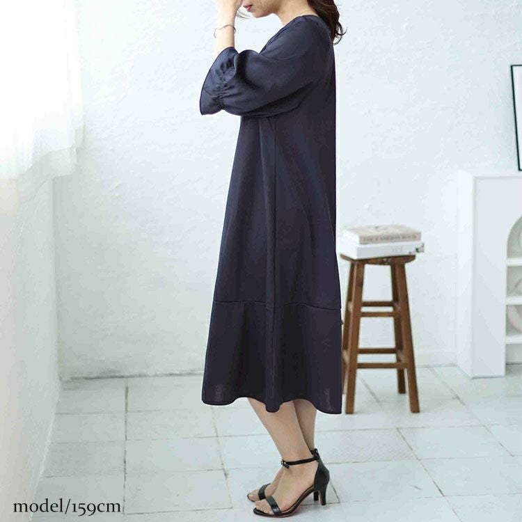 大きいサイズ レディース 2wayキャンディスリーブ裾フレアワンピース　cpdai-658503