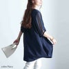 大きいサイズ レディース シースルースリーブドレープチュニック　fem-462 【メール便可】 ネイビー