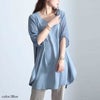 大きいサイズ レディース シースルースリーブドレープチュニック　fem-462 【メール便可】 ブルー