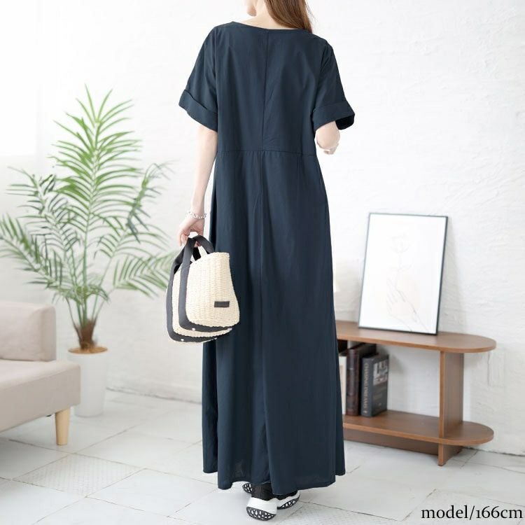 大きいサイズ レディース コットンマキシ丈ワンピース　goldy-1451