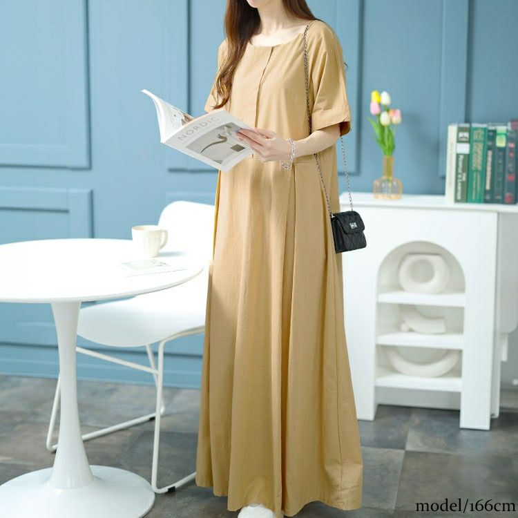 大きいサイズ レディース コットンマキシ丈ワンピース　goldy-1451