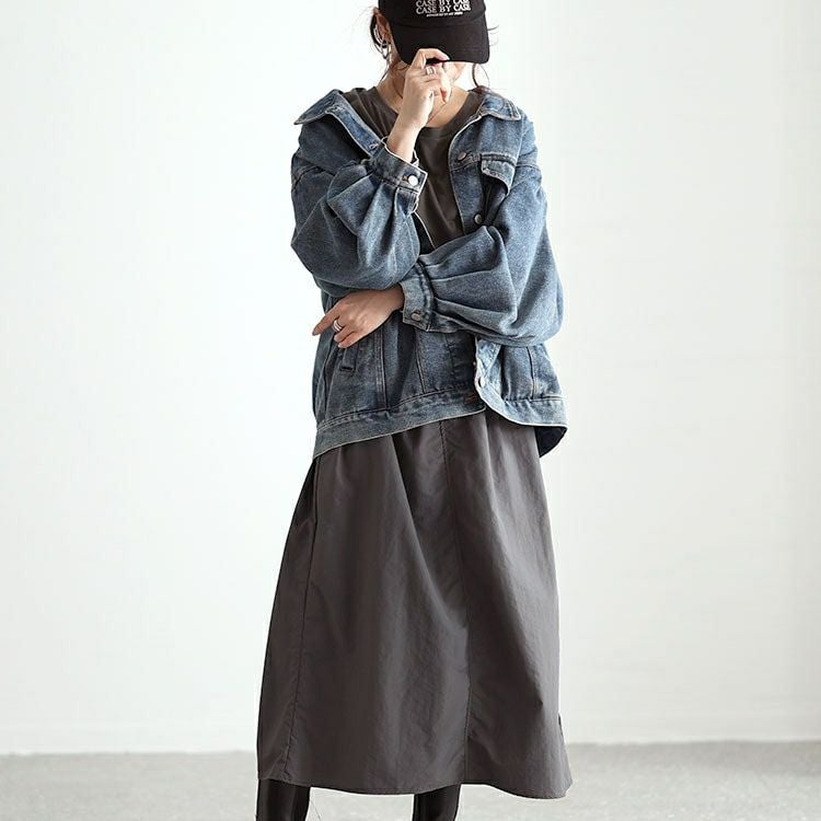 大きいサイズ レディース バックスリット異素材ドッキングワンピース　fem-477