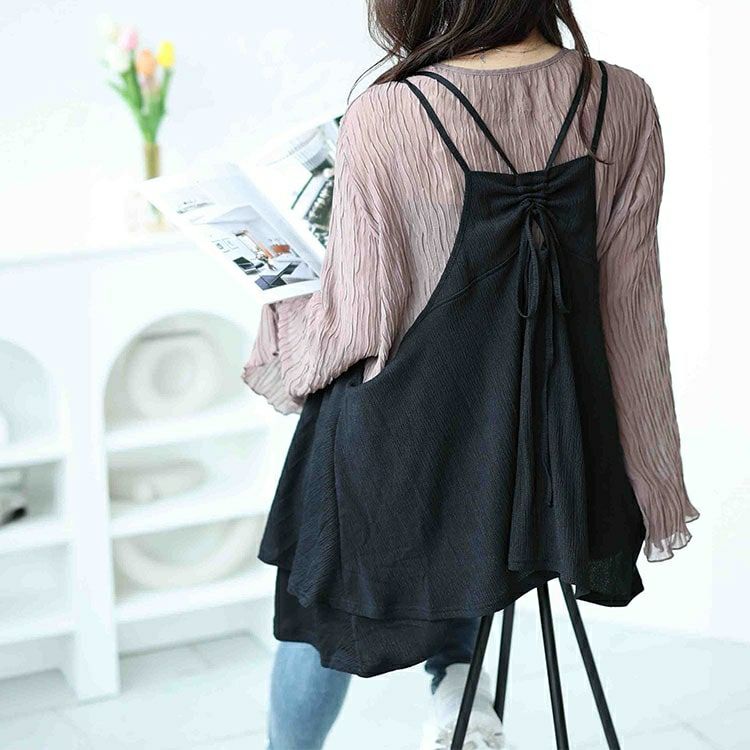 大きいサイズ レディース 楊柳ティアードロングキャミソール　mncut-142031