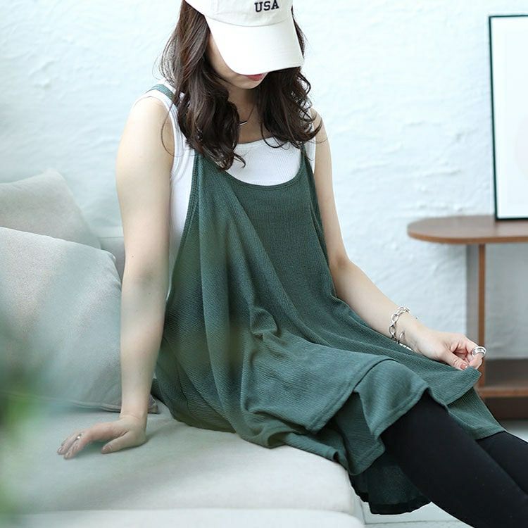 大きいサイズ レディース 楊柳ティアードロングキャミソール　mncut-142031