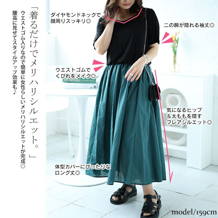 大きいサイズ レディース ダイヤモンドネックドッキングリブワンピース　nw-24021